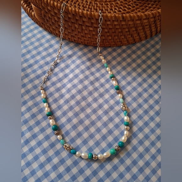BRIGHTON TURQUOISE AND PEARL NECKLACE - Picture 2 of 4